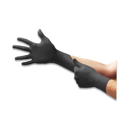 Ansell Disposable Gloves, 0.11 / 4.7 Palm, Nitrile, Powder-Free, 2XL, 100 PK, Black MK296XXL